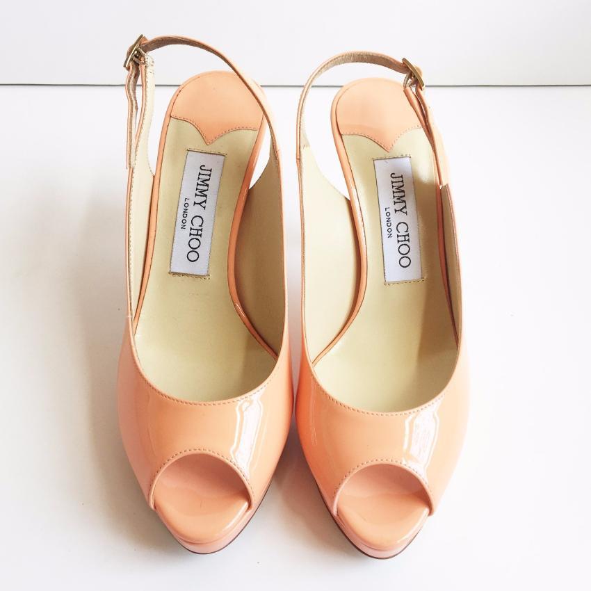 Jimmy Choo Nova Patent Leather Slingback Platform Sandals