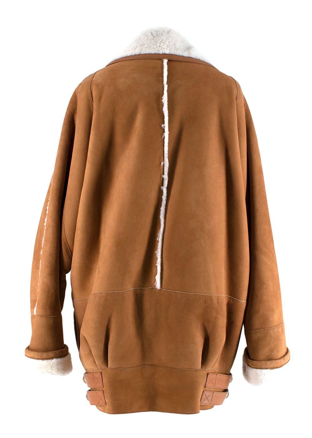 Balmain Oversize Shearling and Suede Coat