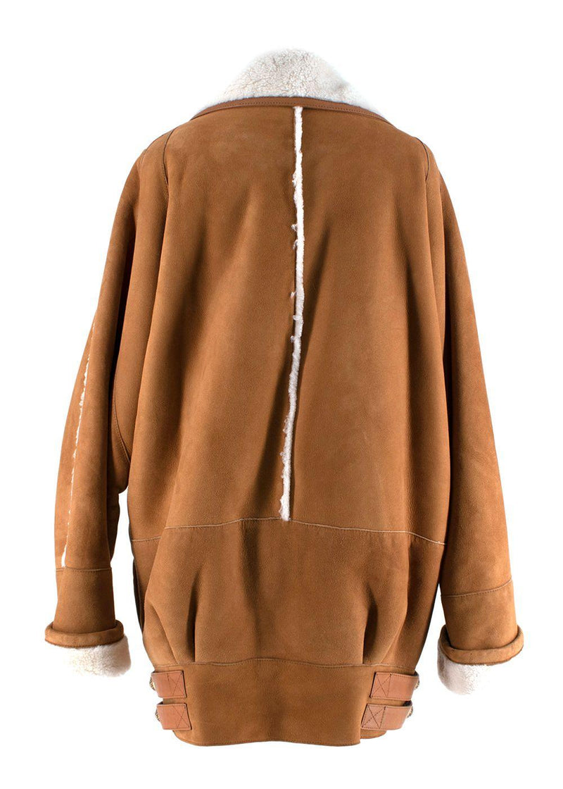 Balmain Oversize Shearling and Suede Coat