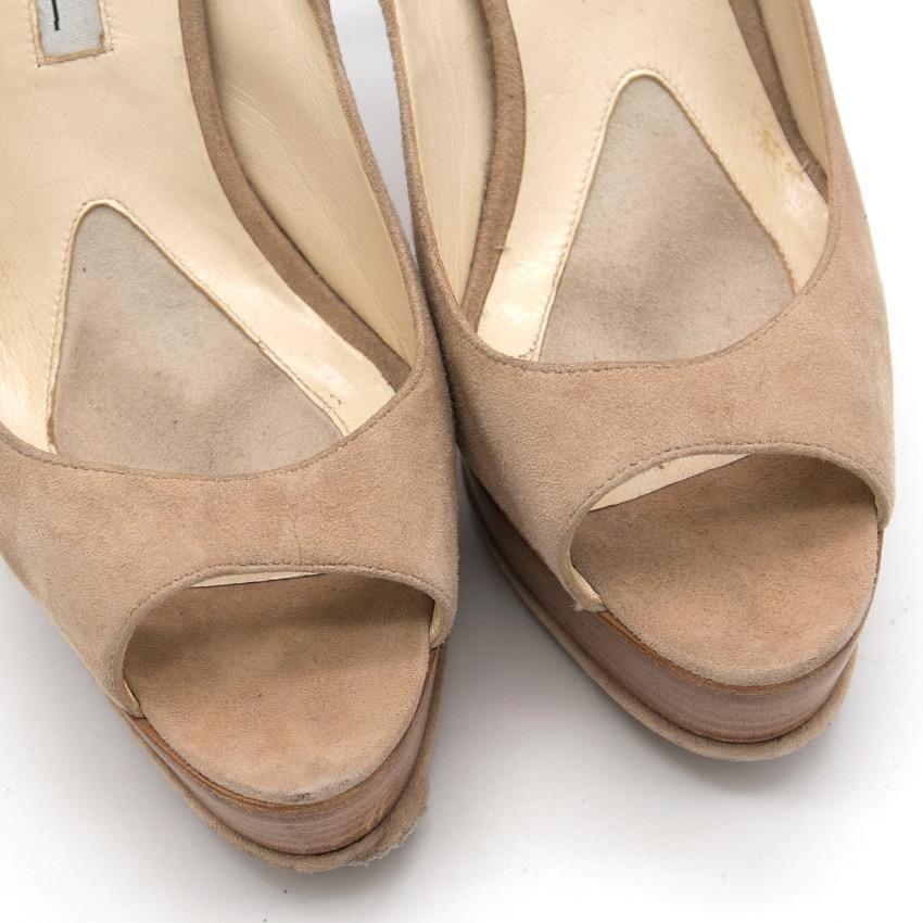 Brian Atwood Suede and Wood Platform Heels