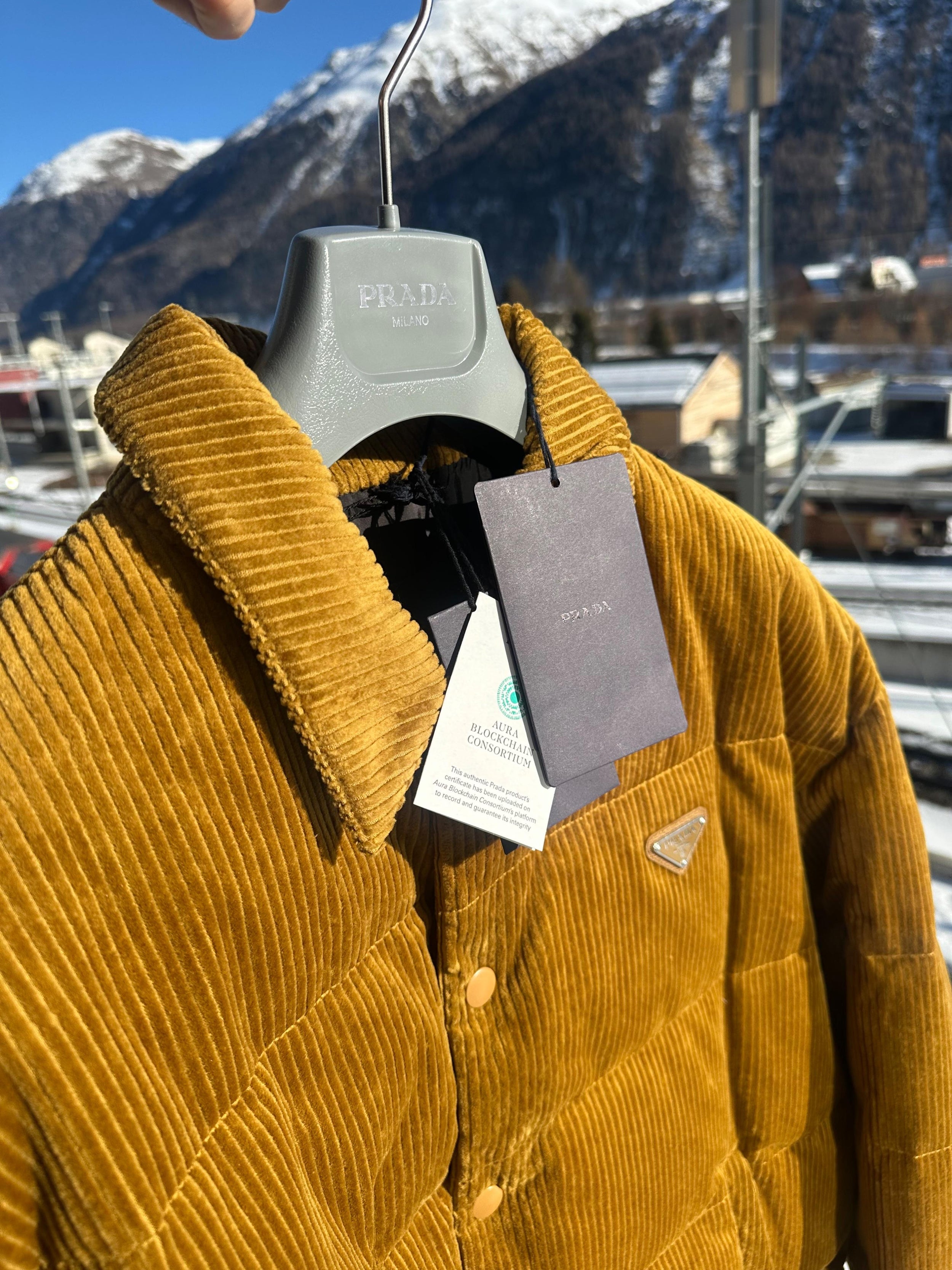 Prada Ochre Corduroy Down Jacket