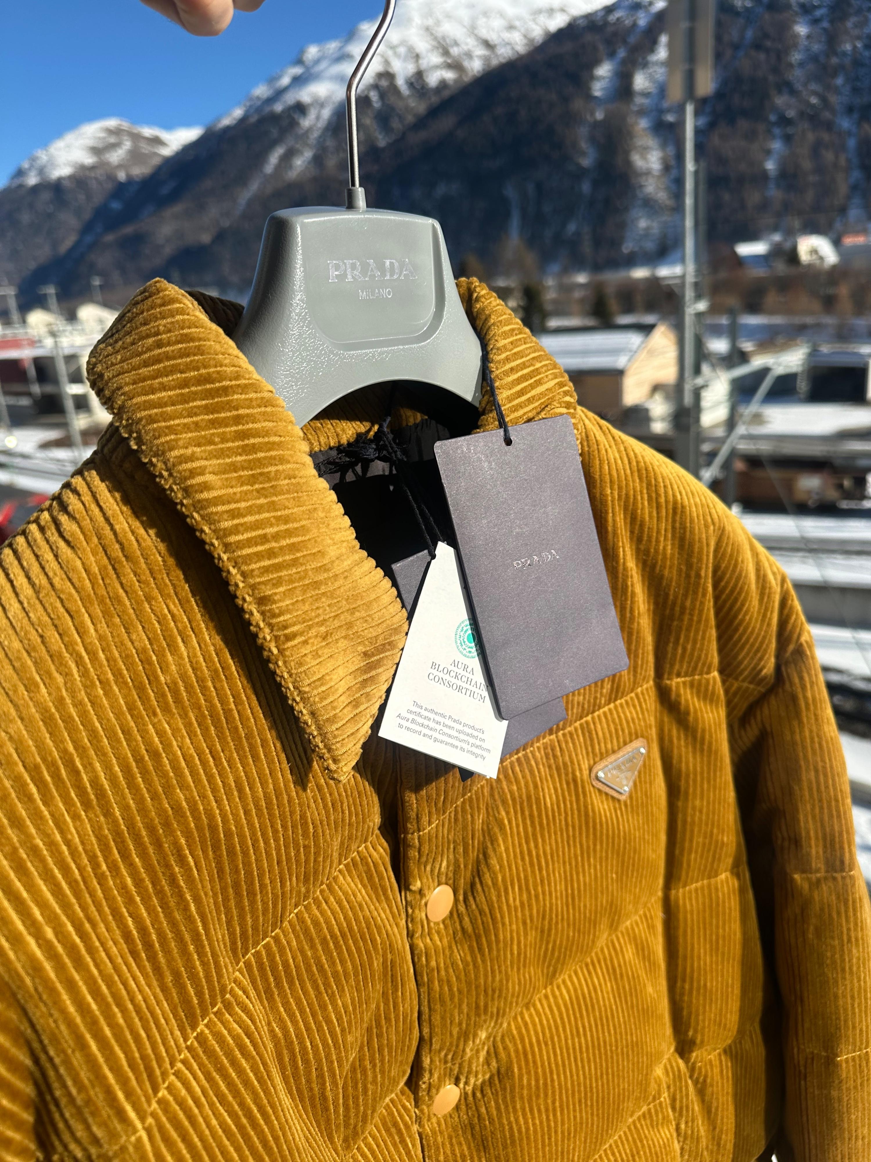 Prada Ochre Corduroy Down Jacket
