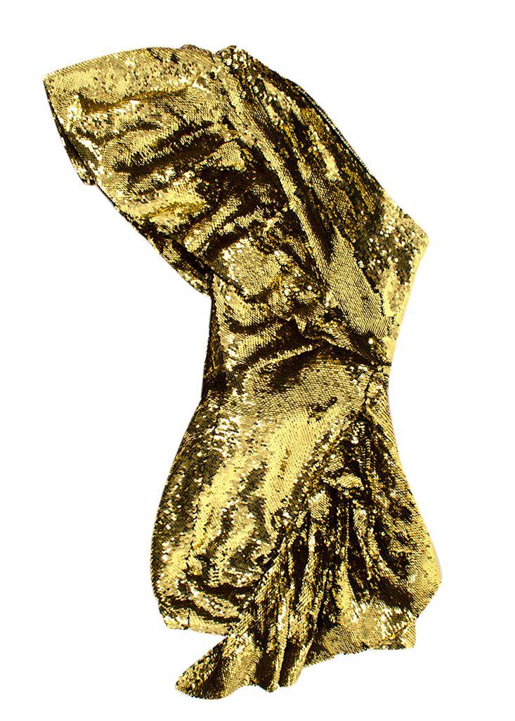 Alexandre Vauthier one shoulder sequin gold dress