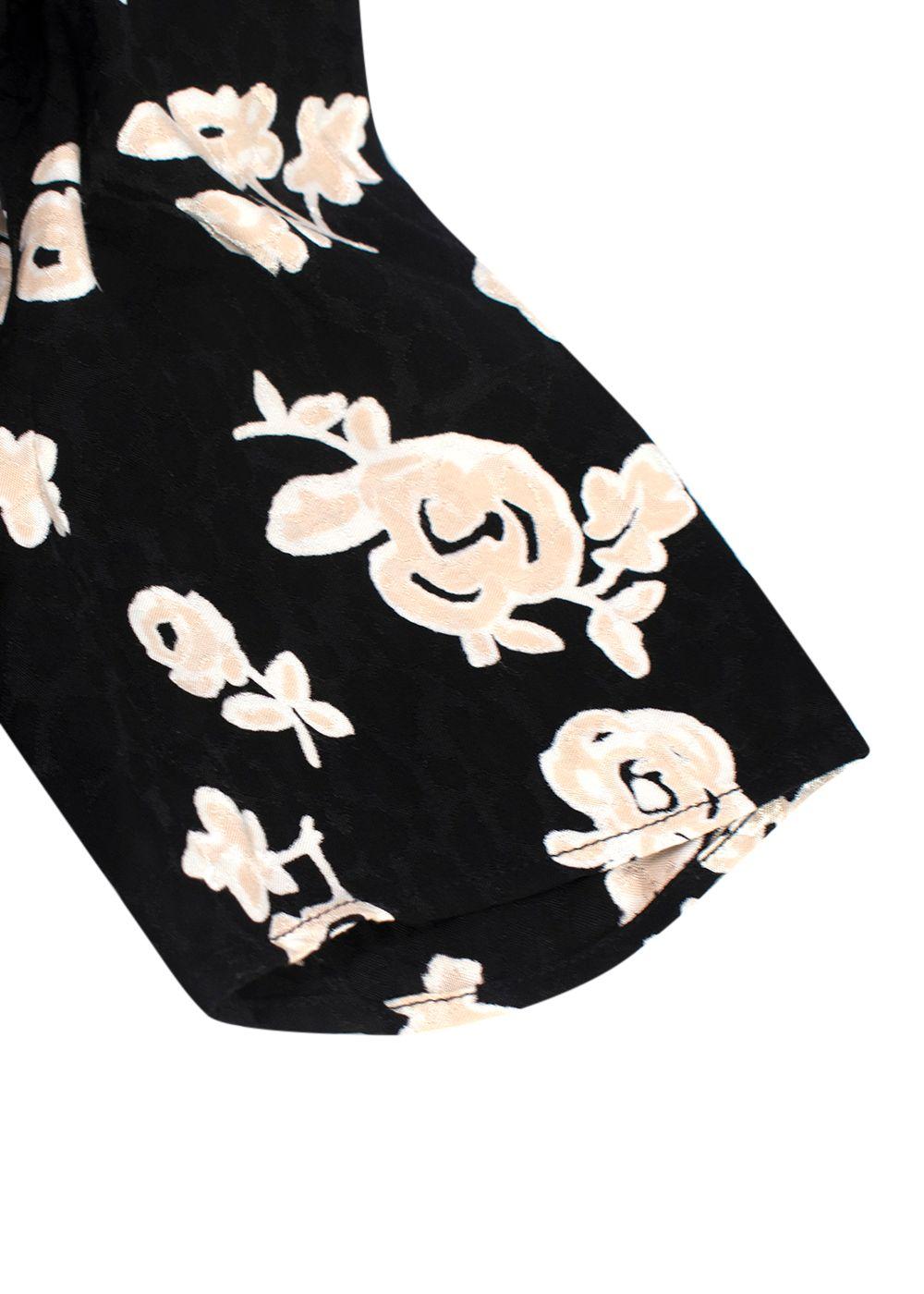 Rouje Black and Cream Floral V-Neck Dress
