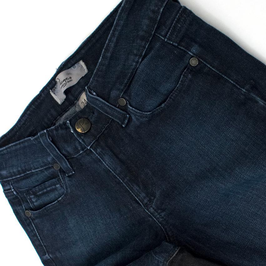 Paige Dark Navy Jeans With Black Patches