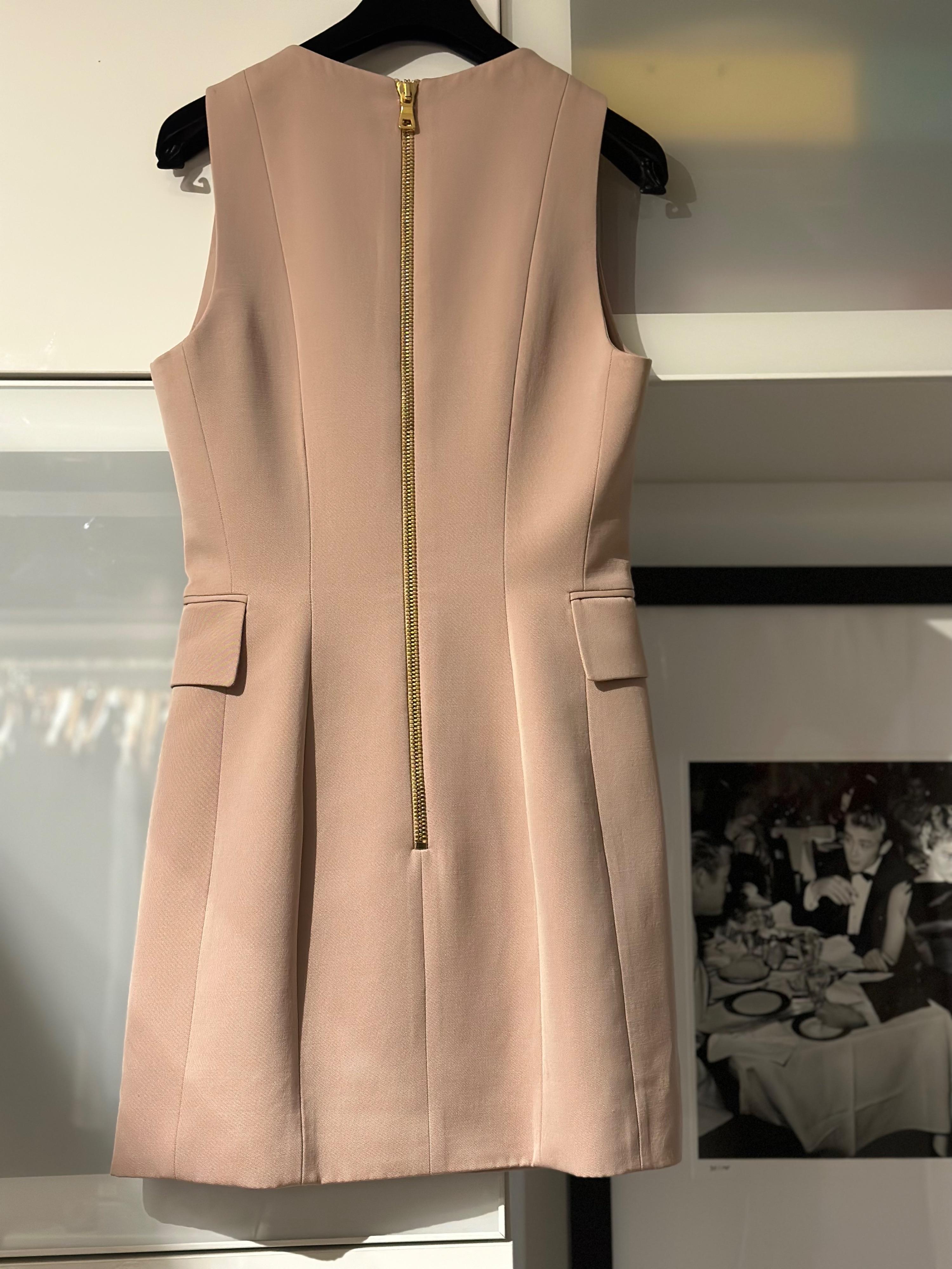 Balmain Blush Pink Sleeveless Blazer Dress