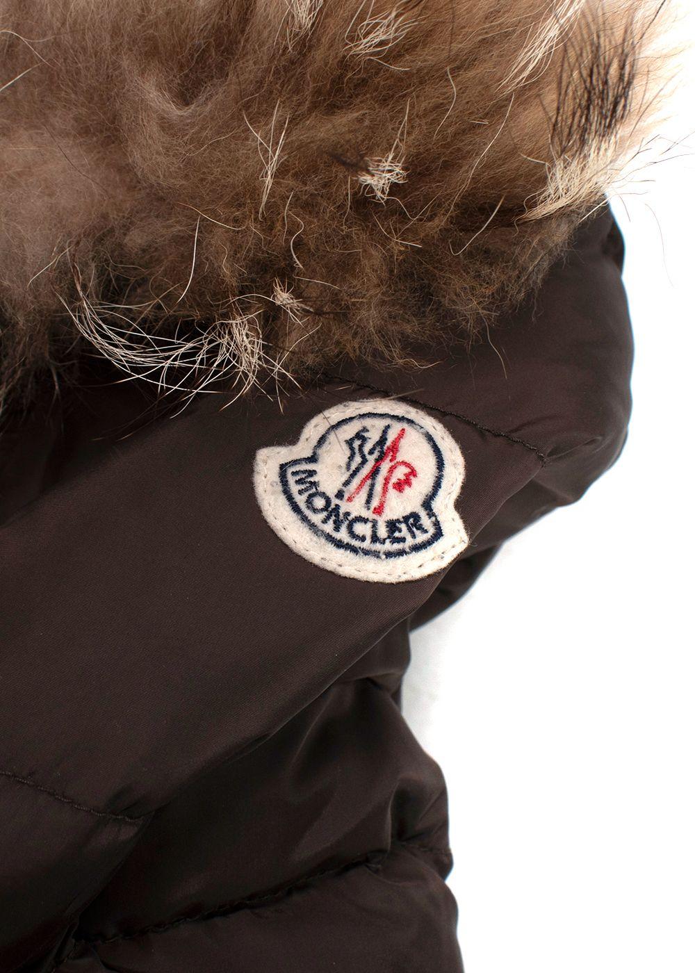 Moncler Brown Puffer Jacket with Fur Trim
