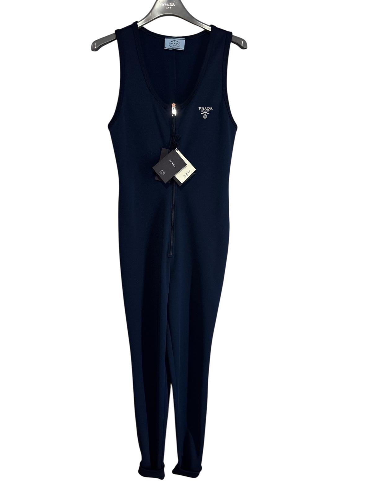 Prada Navy Blue Lycra Jumpsuit