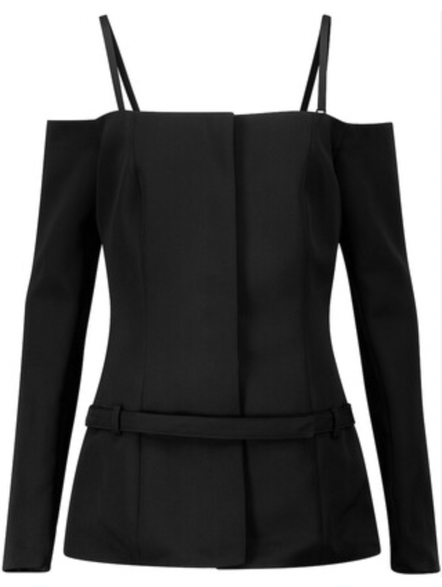 Off Shoulder Black Virgin Wool Top