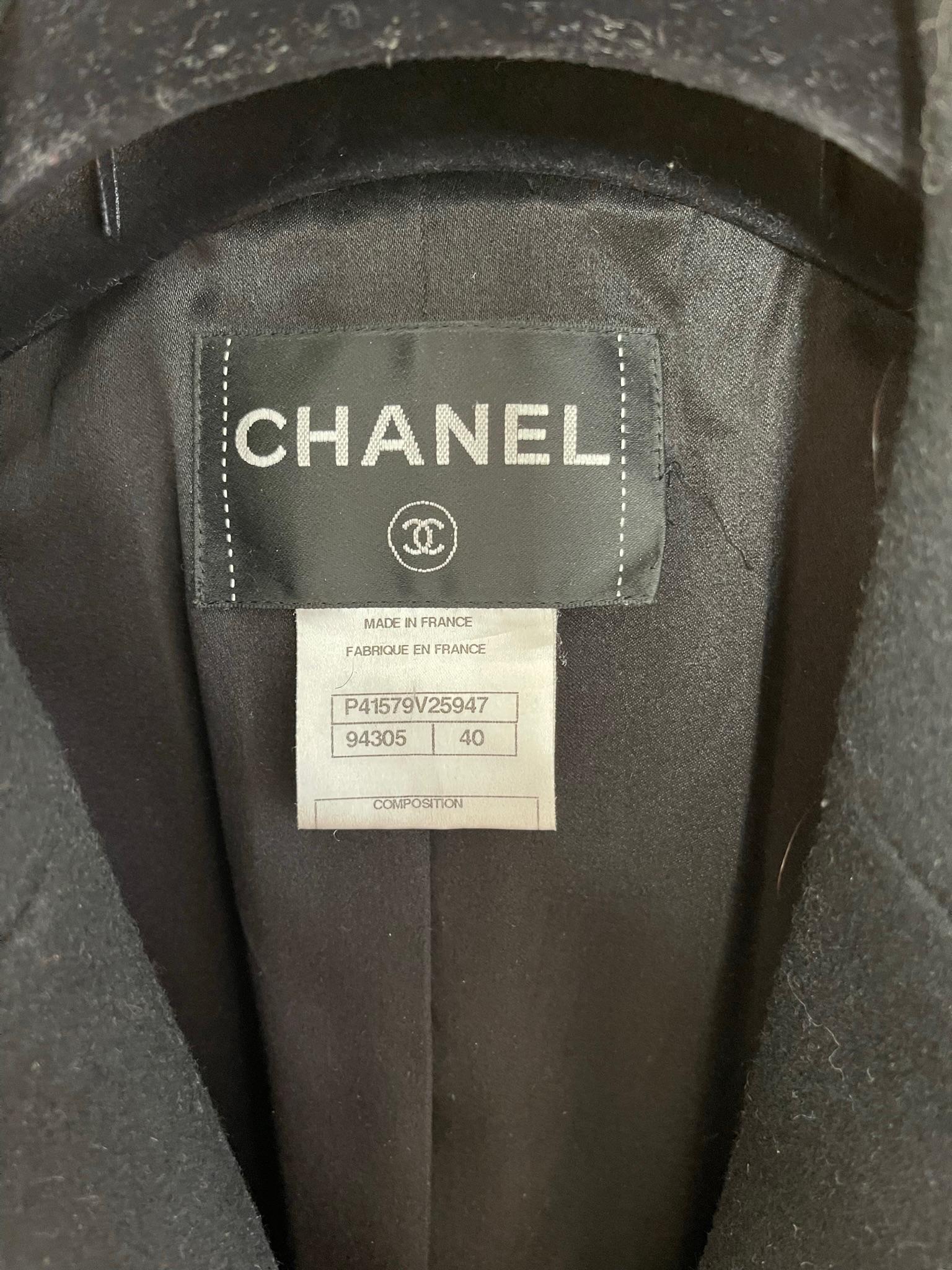 Chanel Black Wool Pea Coat