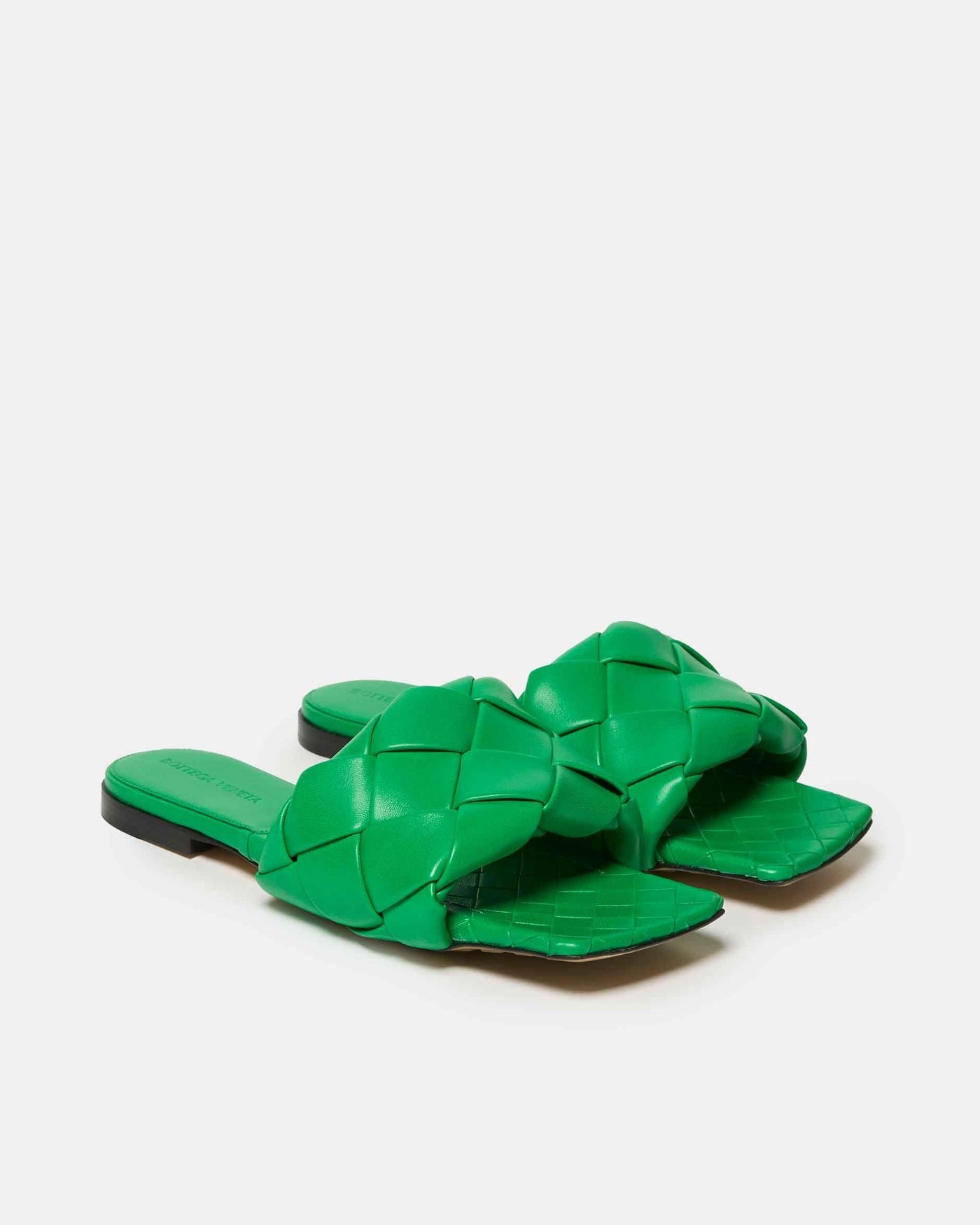 Bottega Veneta Green Leather Slides