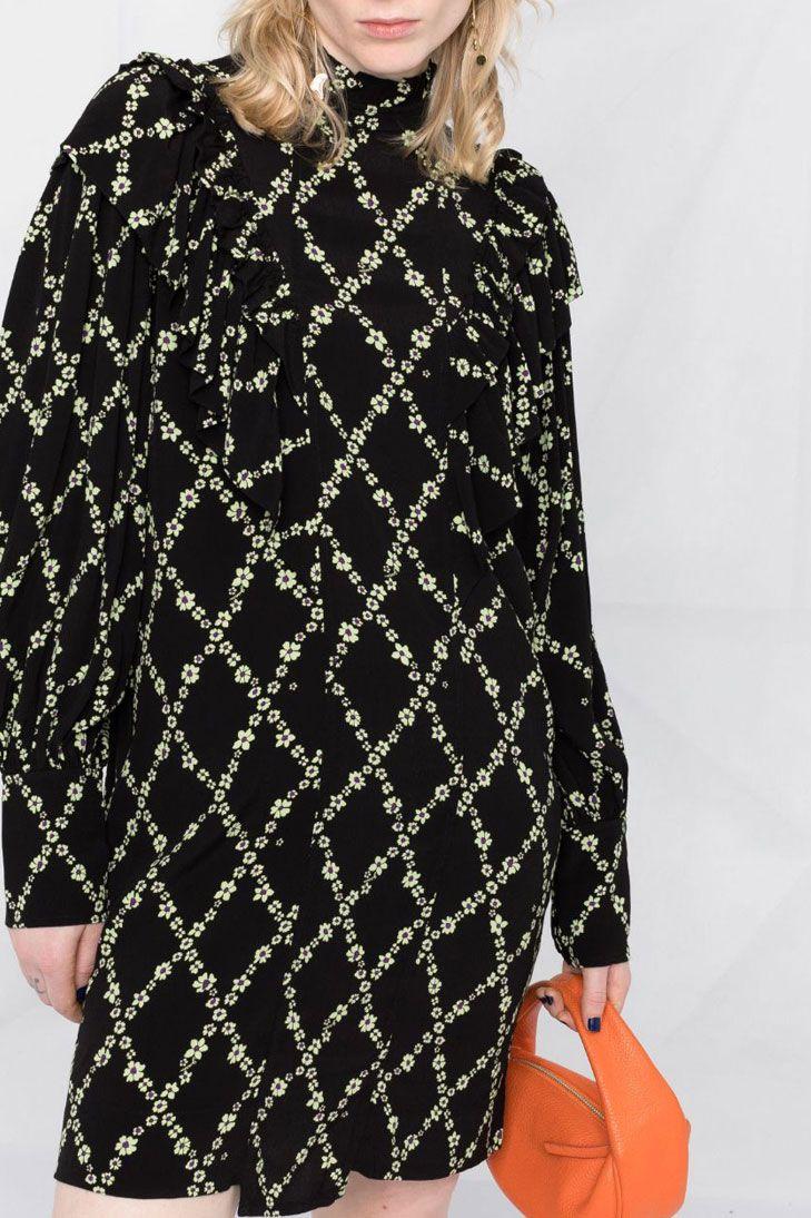 Ganni Printed Long Sleeved Dress