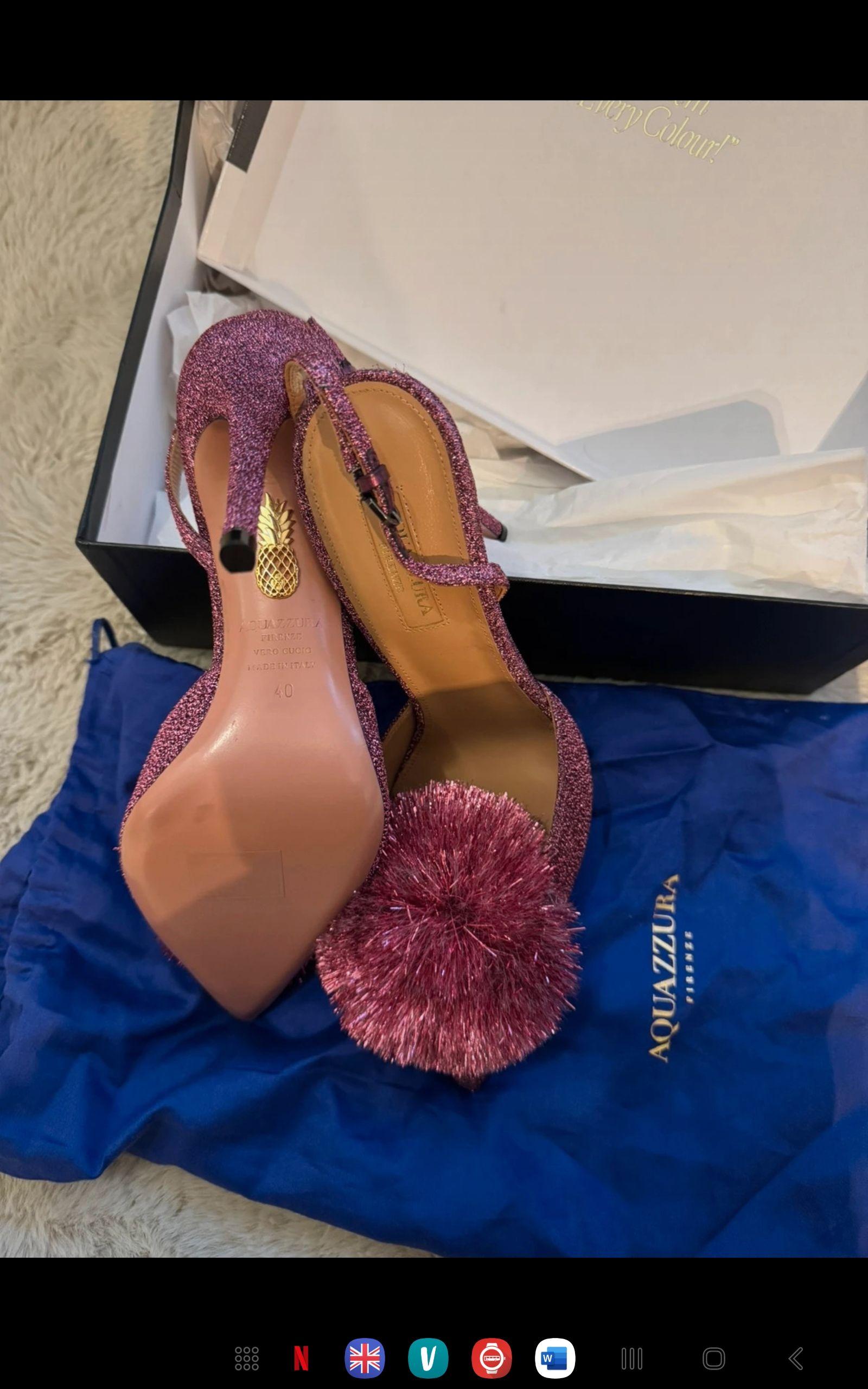 Aquazurra Pink pom Pom Sandals