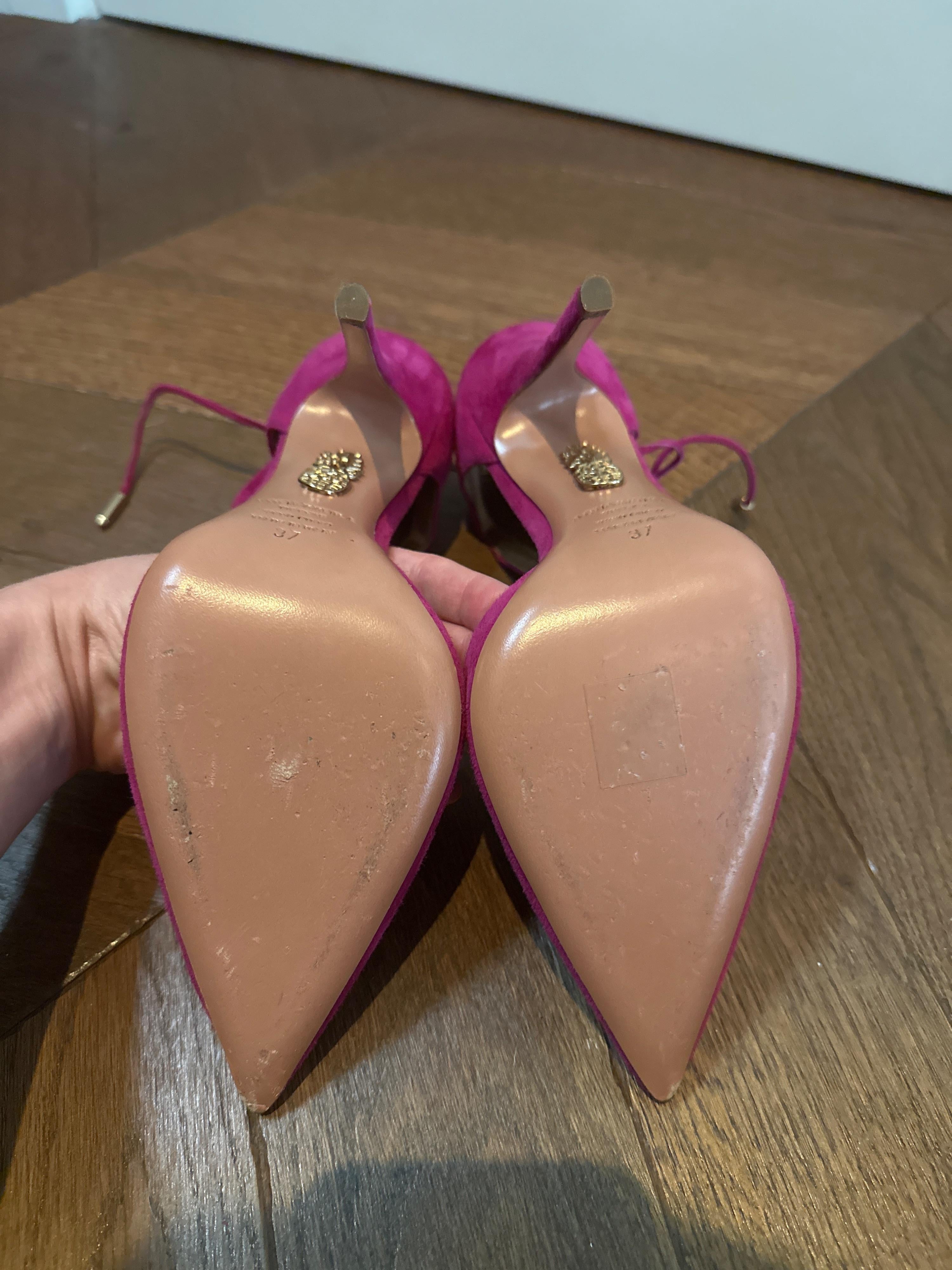 Aquazurra Pink Suede D'orsay  Heels