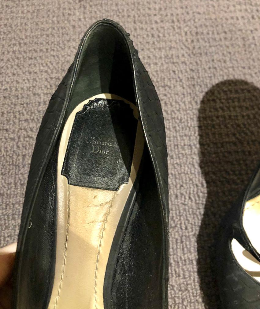 Christian Dior Black Embossed Leather Pumps