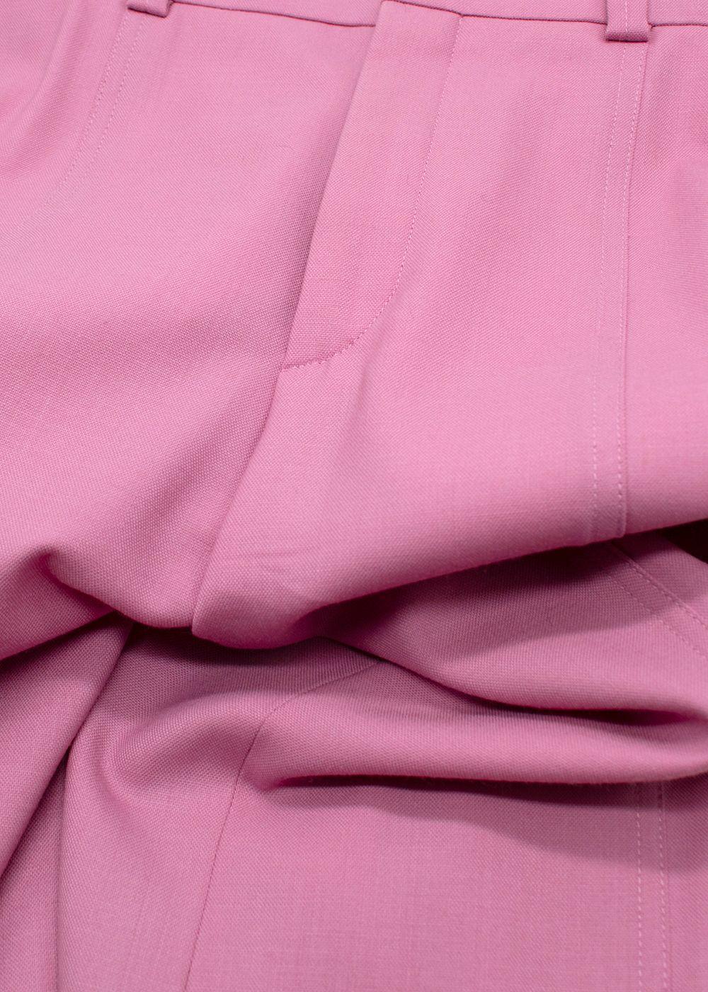 Chloe Pink Wide Leg Wool Blend Tailored Trousers