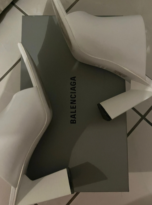 Balenciaga White Moon Heeled Mules