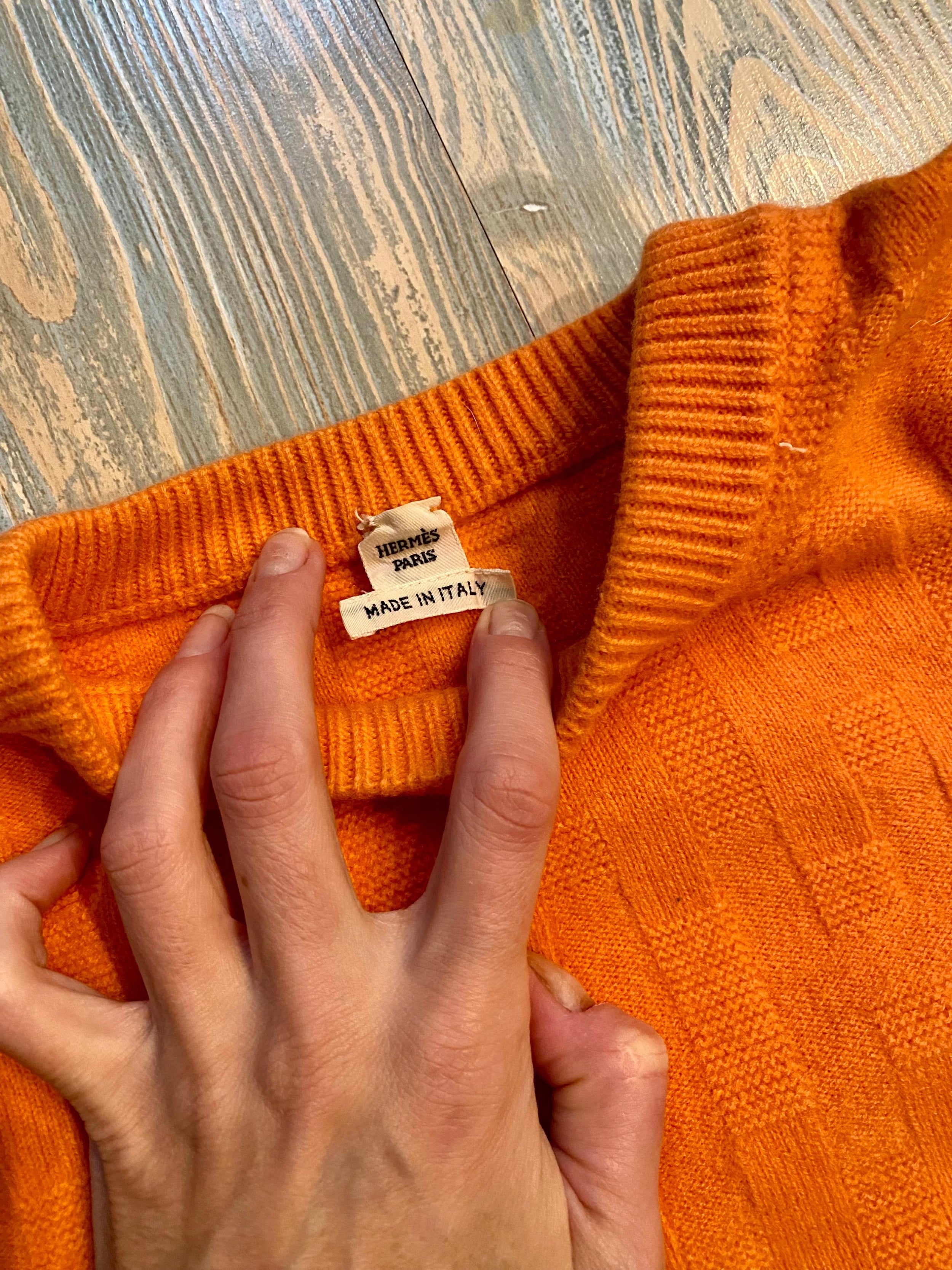 Hermes Orange H Cashmere Two Piece Suit