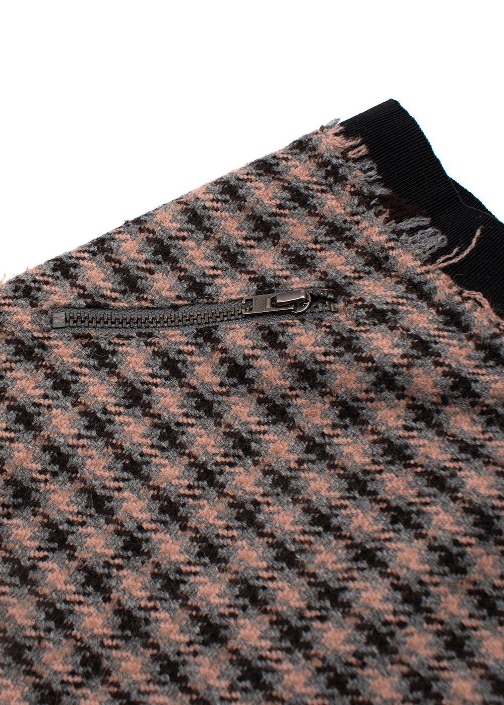 Pink Houndstooth Tweed Skirt