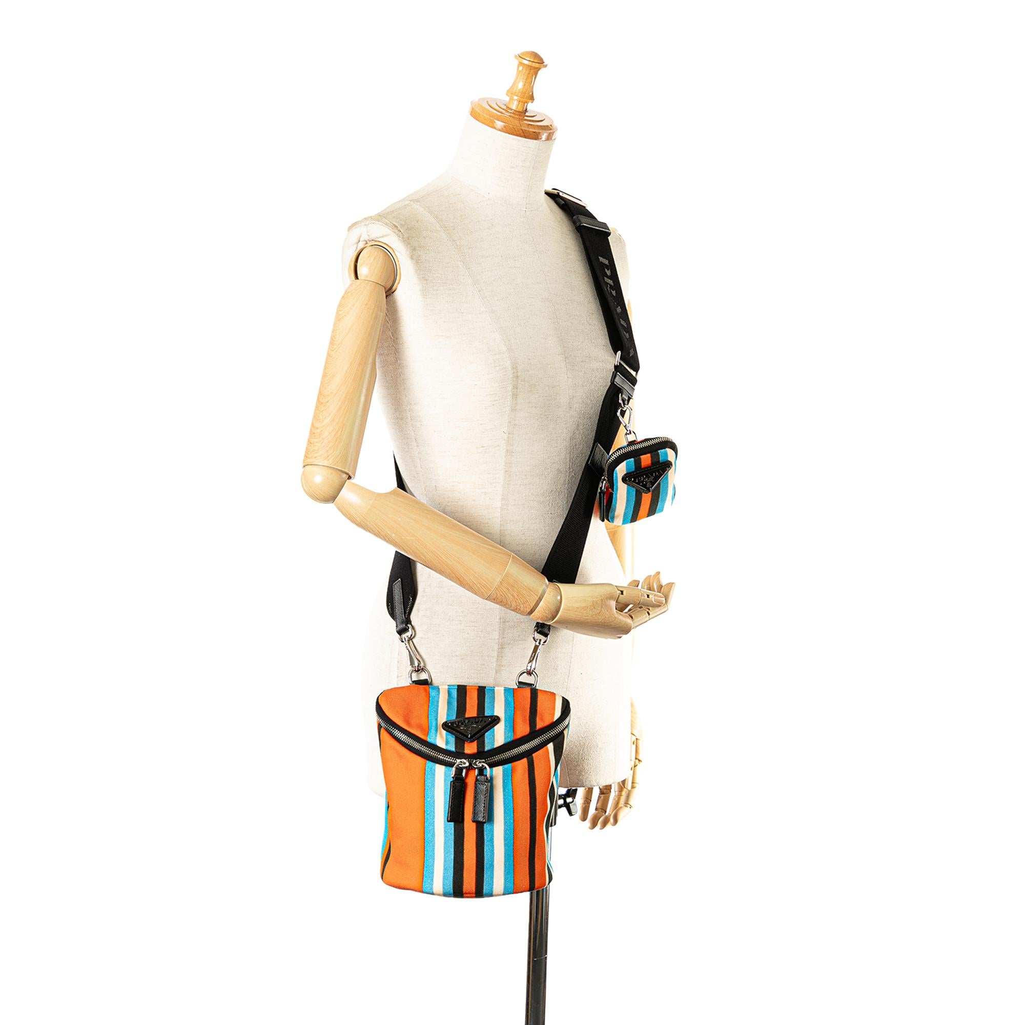 Prada Multicoloured Striped Canapa Baiadera Crossbody Bag
