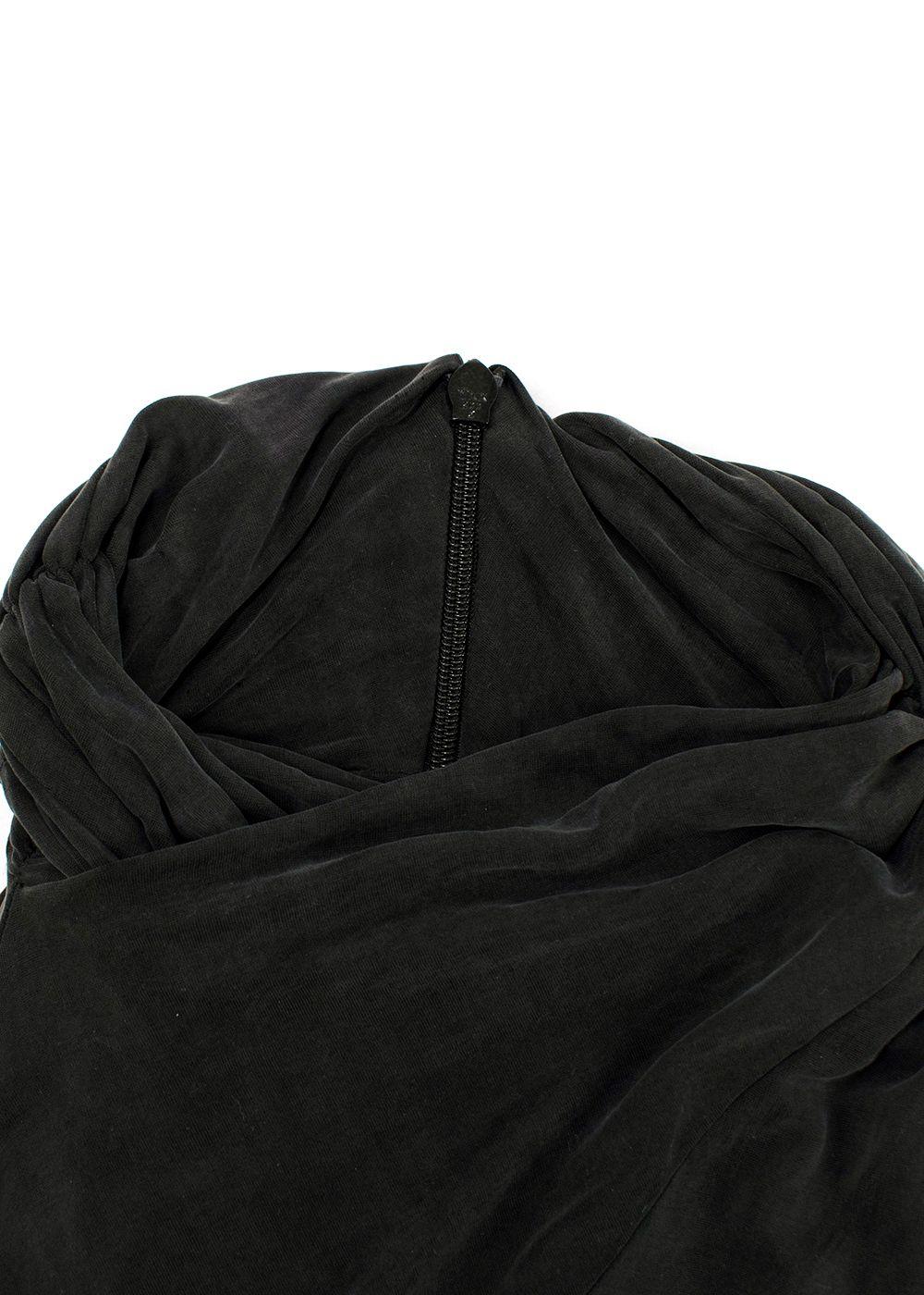 Ganni Charcoal Draped Long Sleeve Top