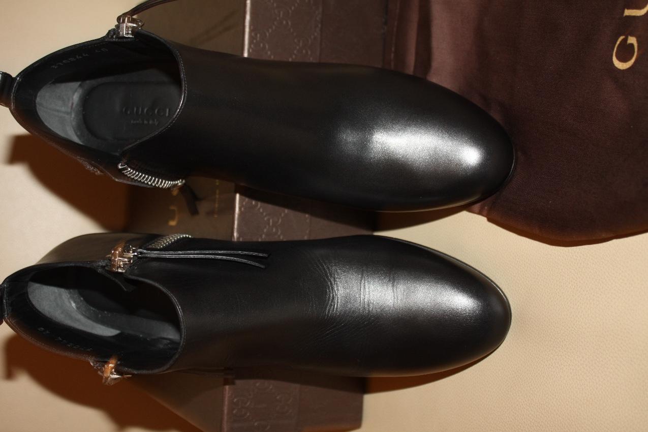 Gucci Black Low Block Heel Ankle Boots