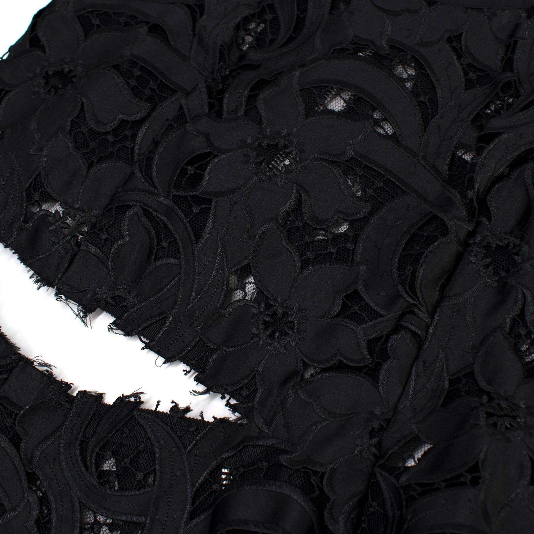 Sacai Black & Yellow Belted Floral Lace Dress