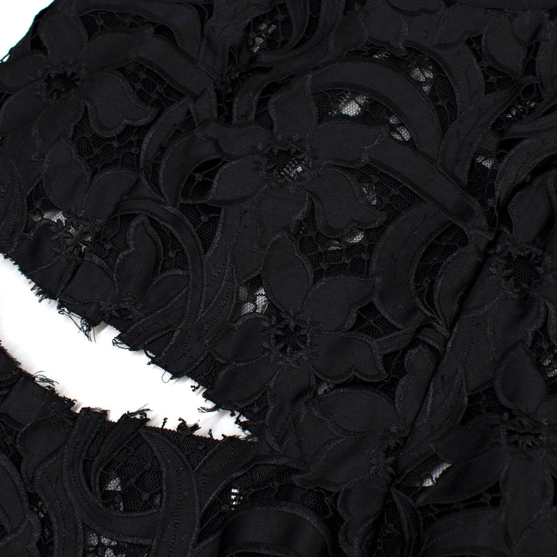 Sacai Black & Yellow Belted Floral Lace Dress