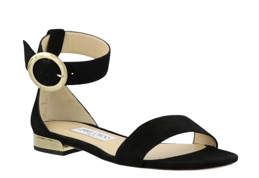 Jimmy Choo Black Suede Flat Sandals