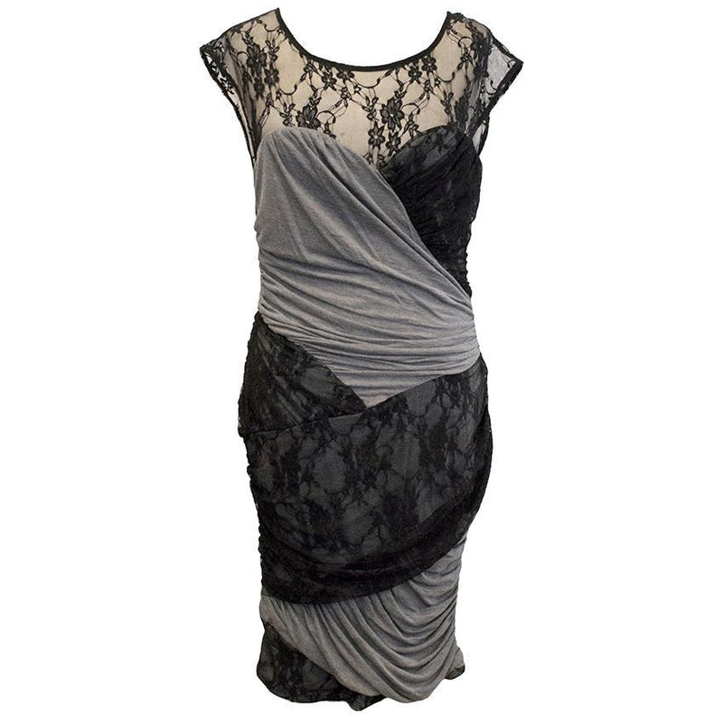 Tracy Reese Grey Jersey Dress with Black Lace