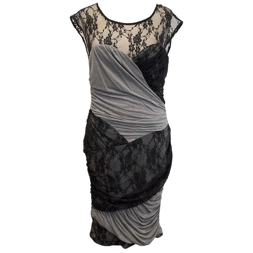 Tracy Reese Grey Jersey Dress with Black Lace