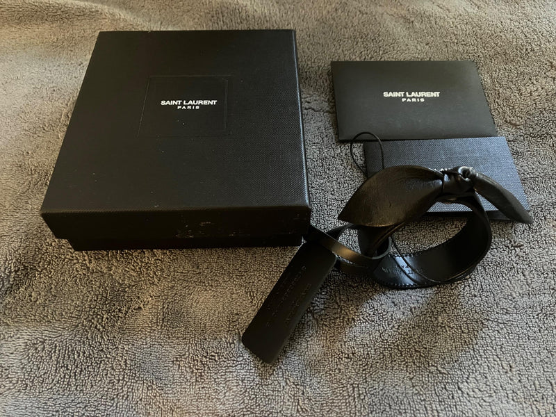 Saint Laurent Black Leather Bow Bracelet