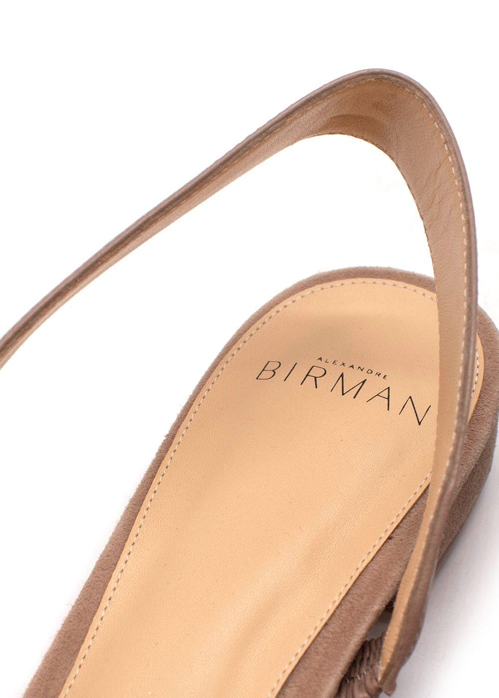 Alexandre Birman Taupe Suede Slingback Flats