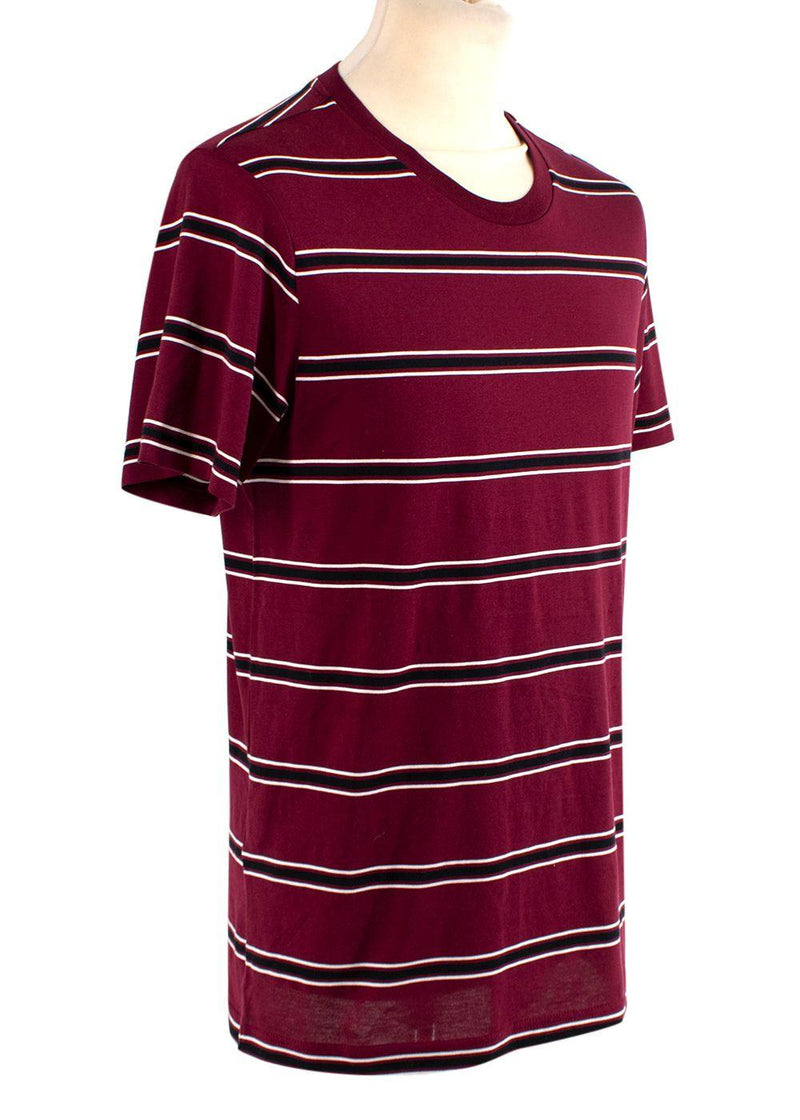 Burgundy & black striped cotton jersey T-shirt