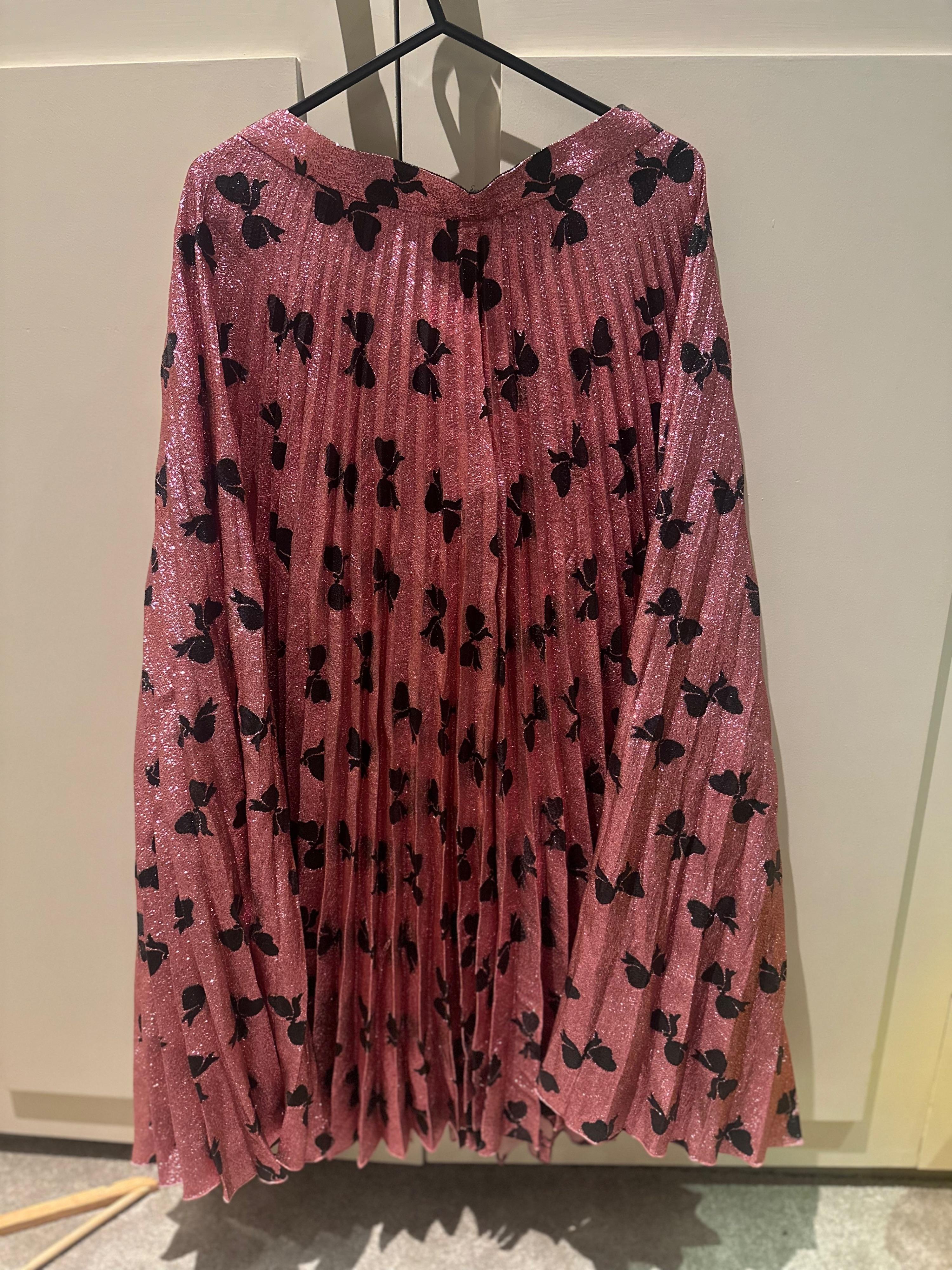Gucci Iridescent bow lurex pleated skirt