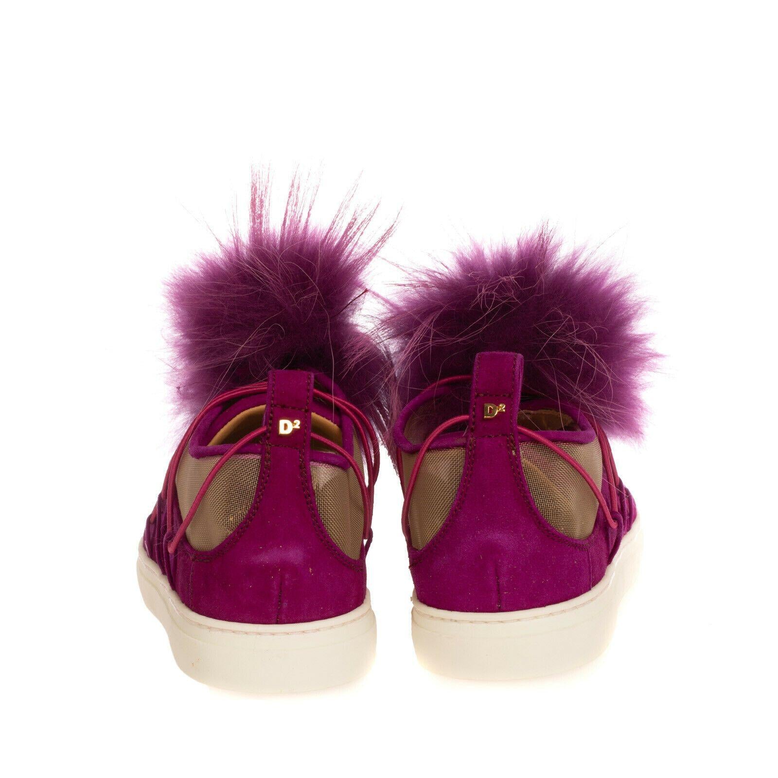 Mesh Raccoon Fur Trim Sneakers