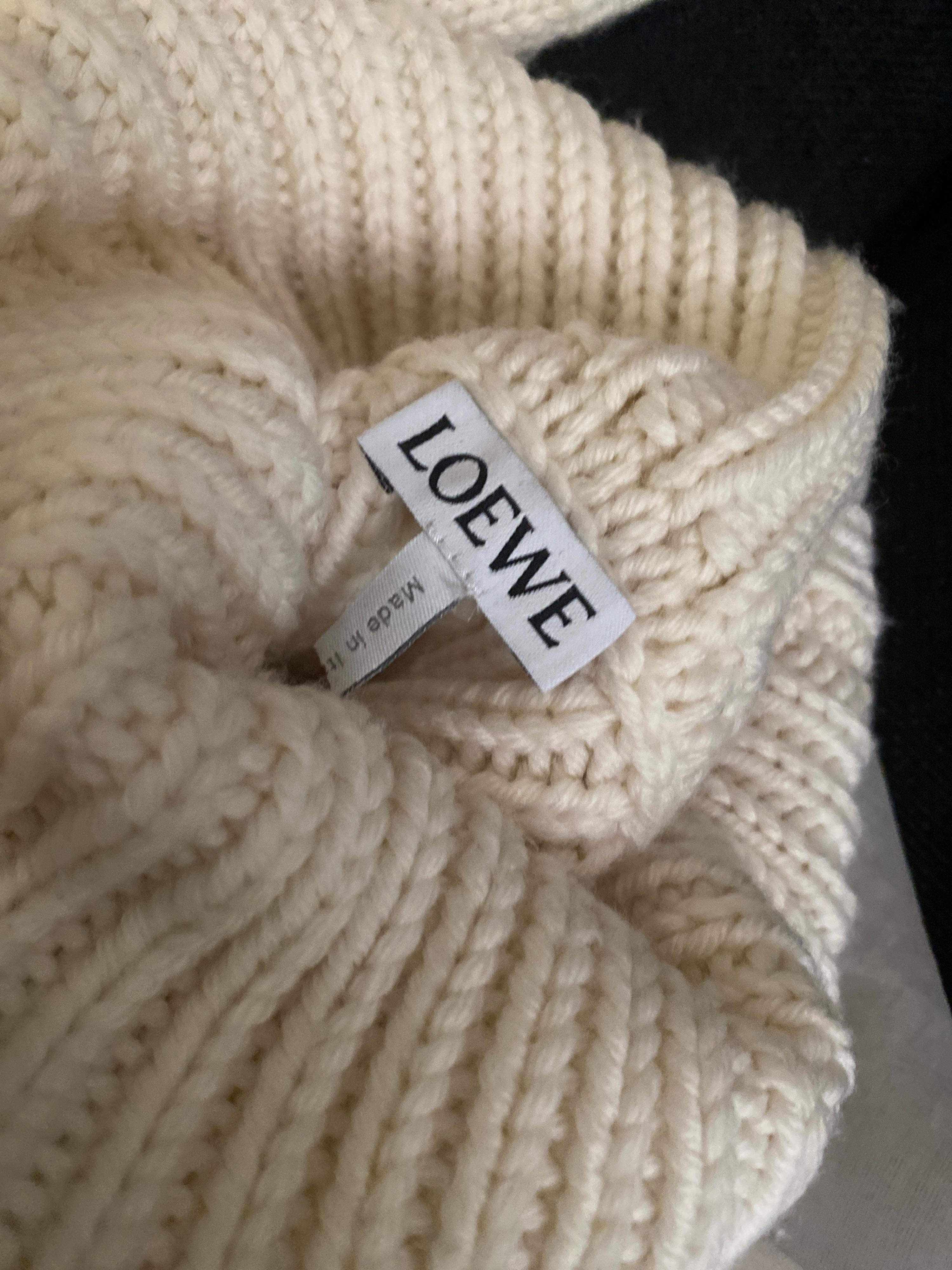 Loewe Cream Knit and Organza Midi Dress