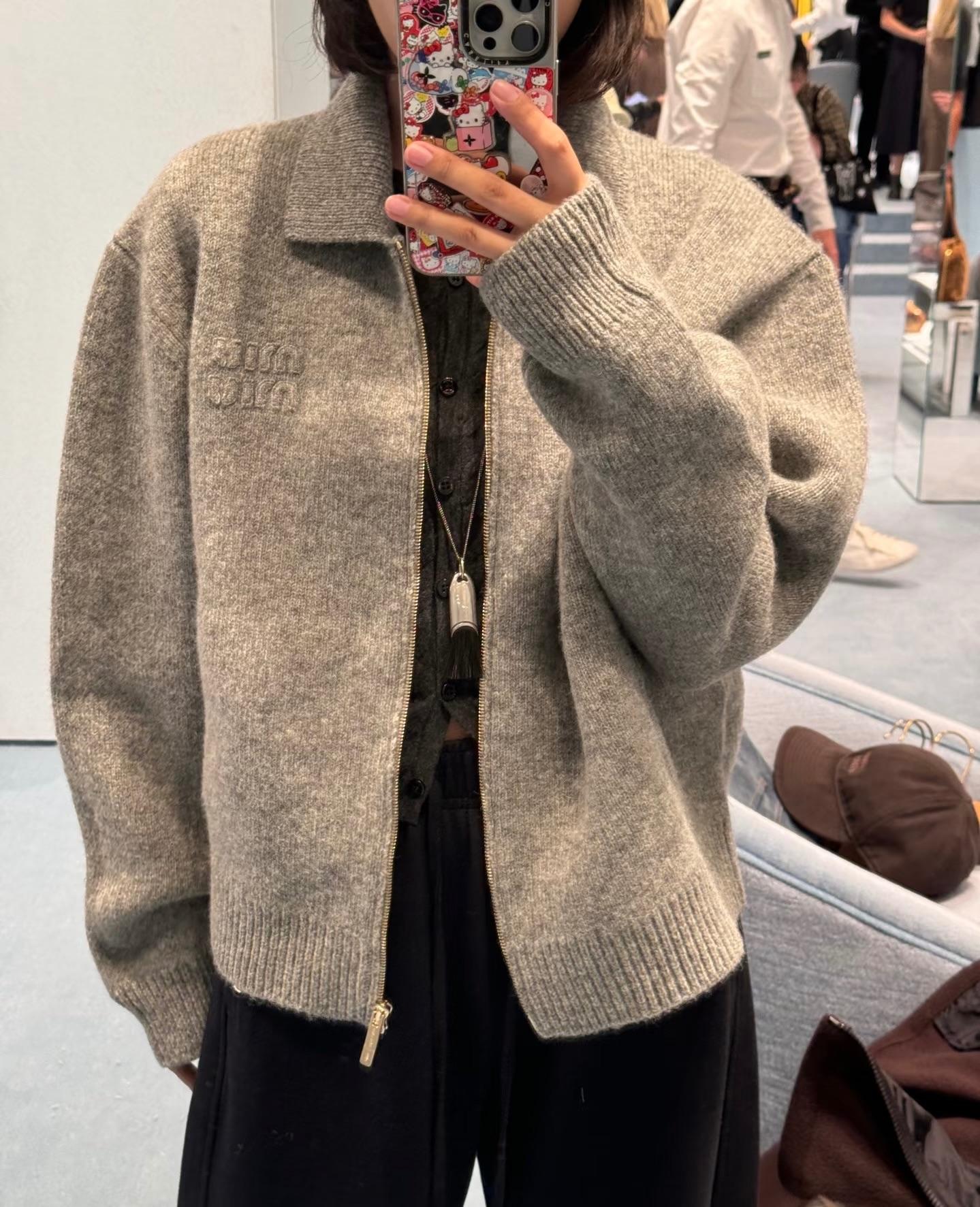 Miu Miu Grey Cashmere Blend Cardigan