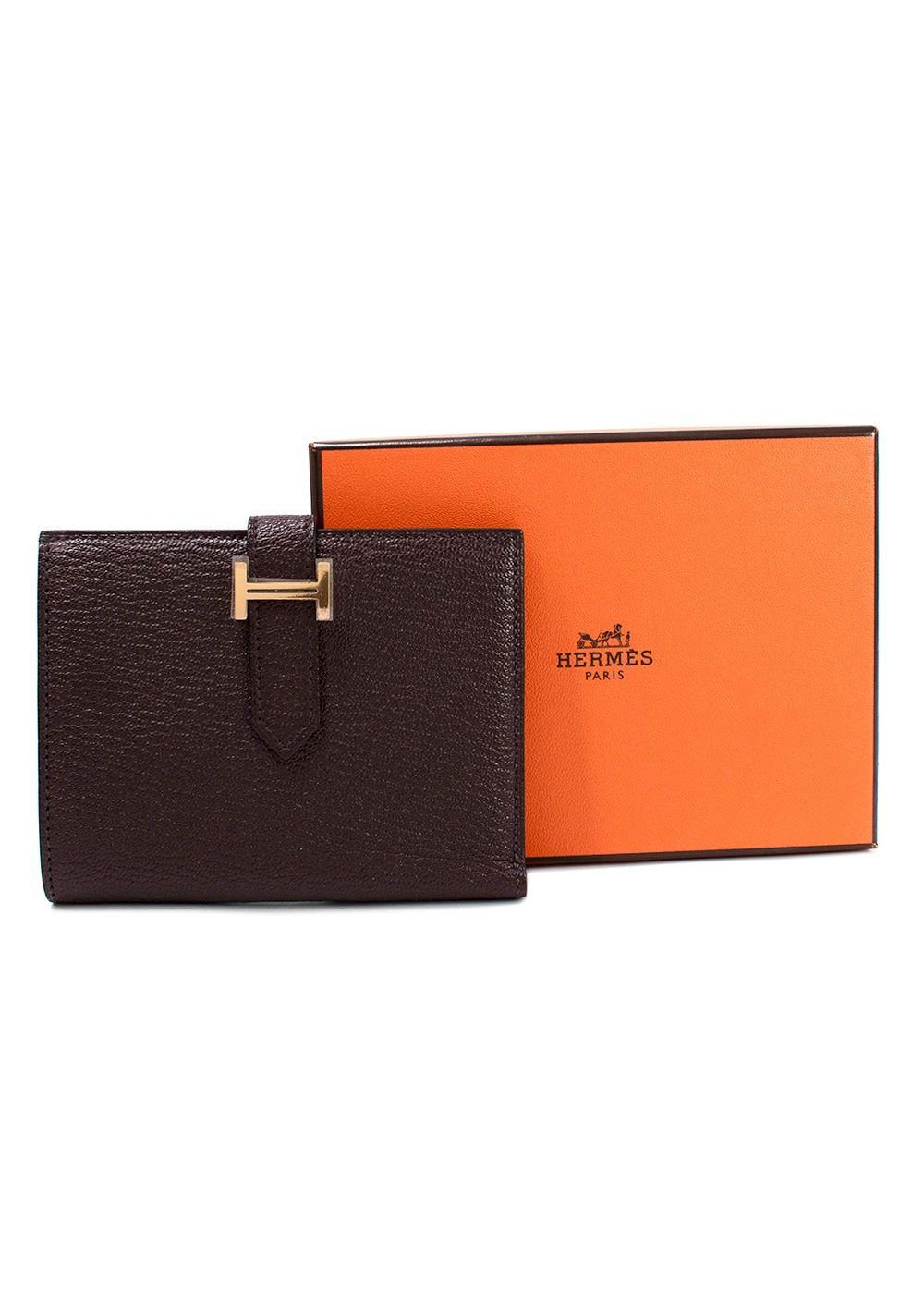 Hermes Rouge Sellier Chevre Mysore Compact Bearn Wallet