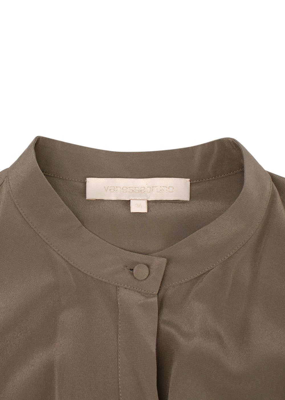 Vanessa Bruno Khaki Belted Silk Shirt Dress