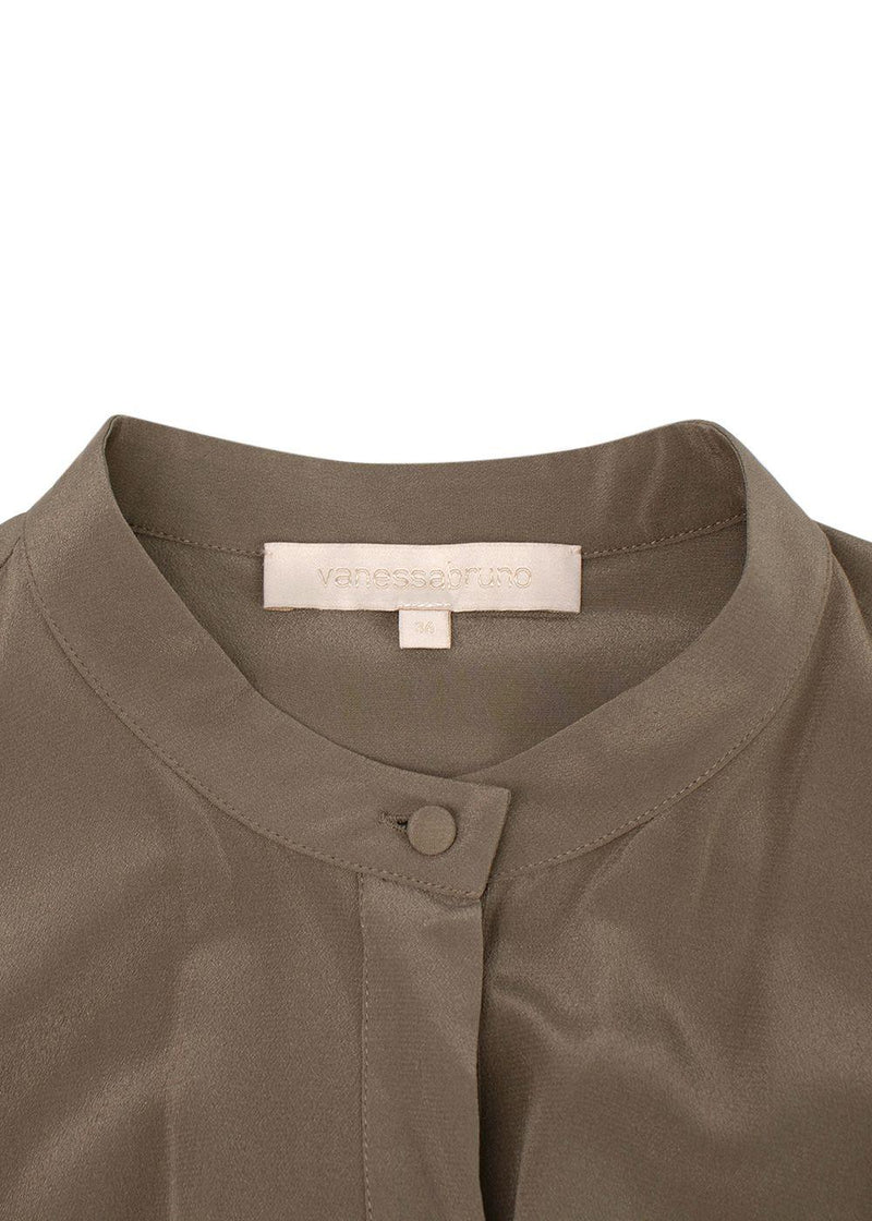 Vanessa Bruno Khaki Belted Silk Shirt Dress