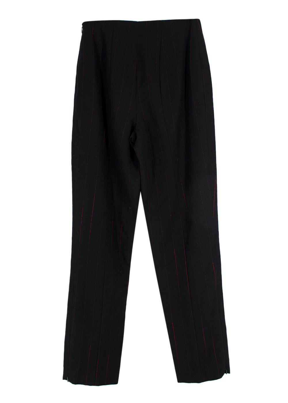 Mugler Black with Red Pinstripe Wool Trousers
