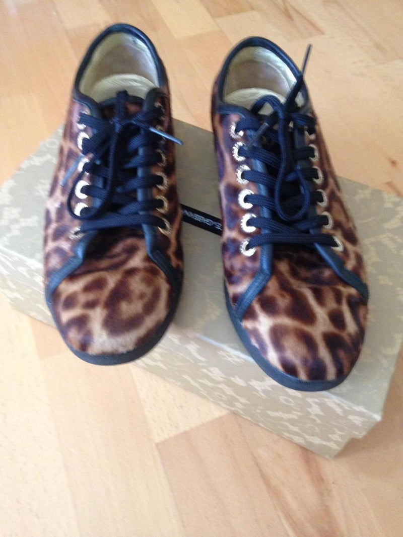 Dolce & Gabbana Leopard Print Pony Hair Trainers