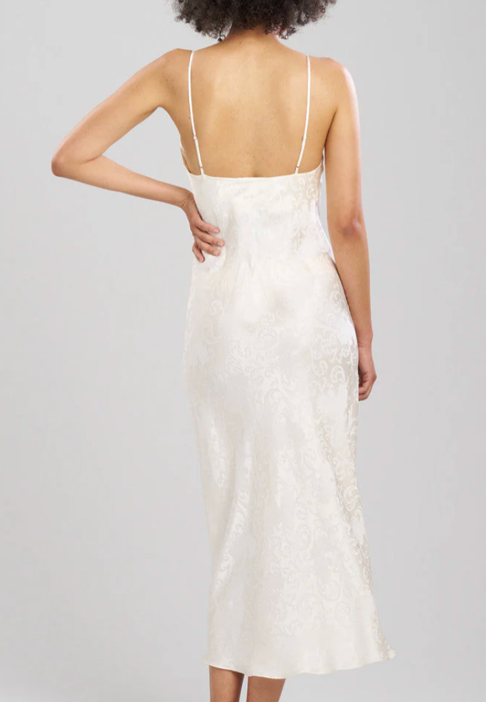 Natori Ines Jacquard Silk Slip Dress