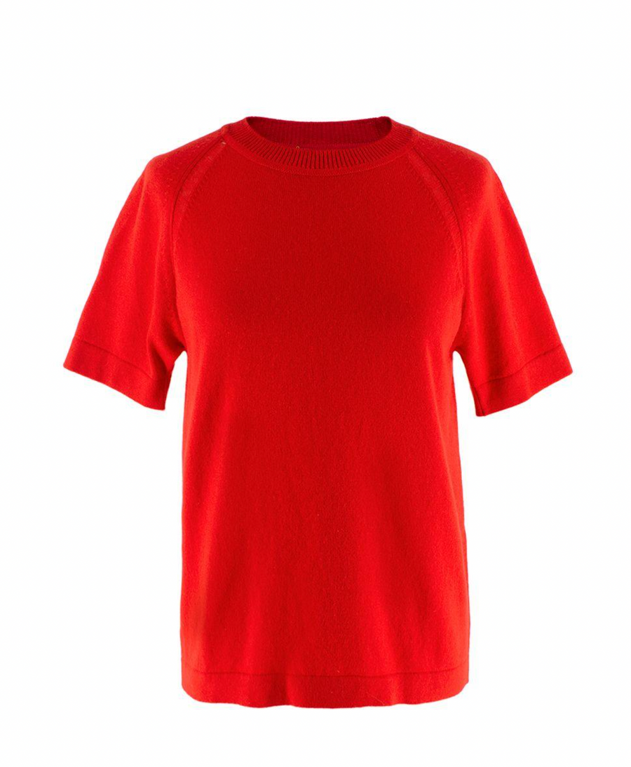 Barrie Red Cashmere Short Sleeve Top