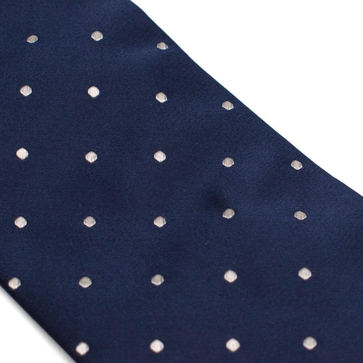 D'Avino Napoli Navy And White Dot Satin Tie