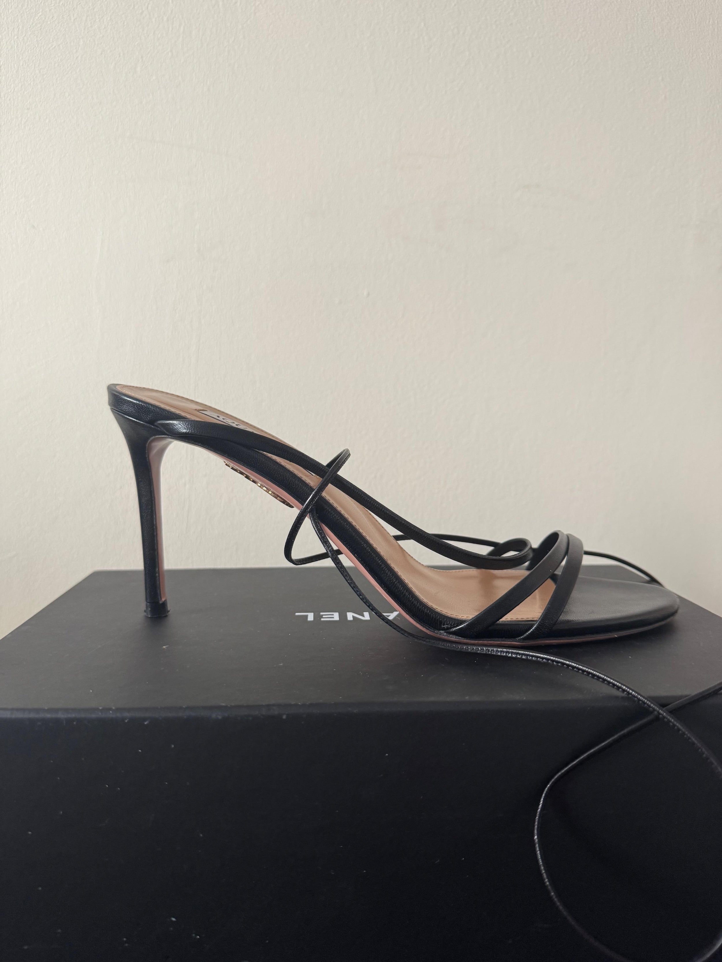 Aquazurra Black Leather Sandals