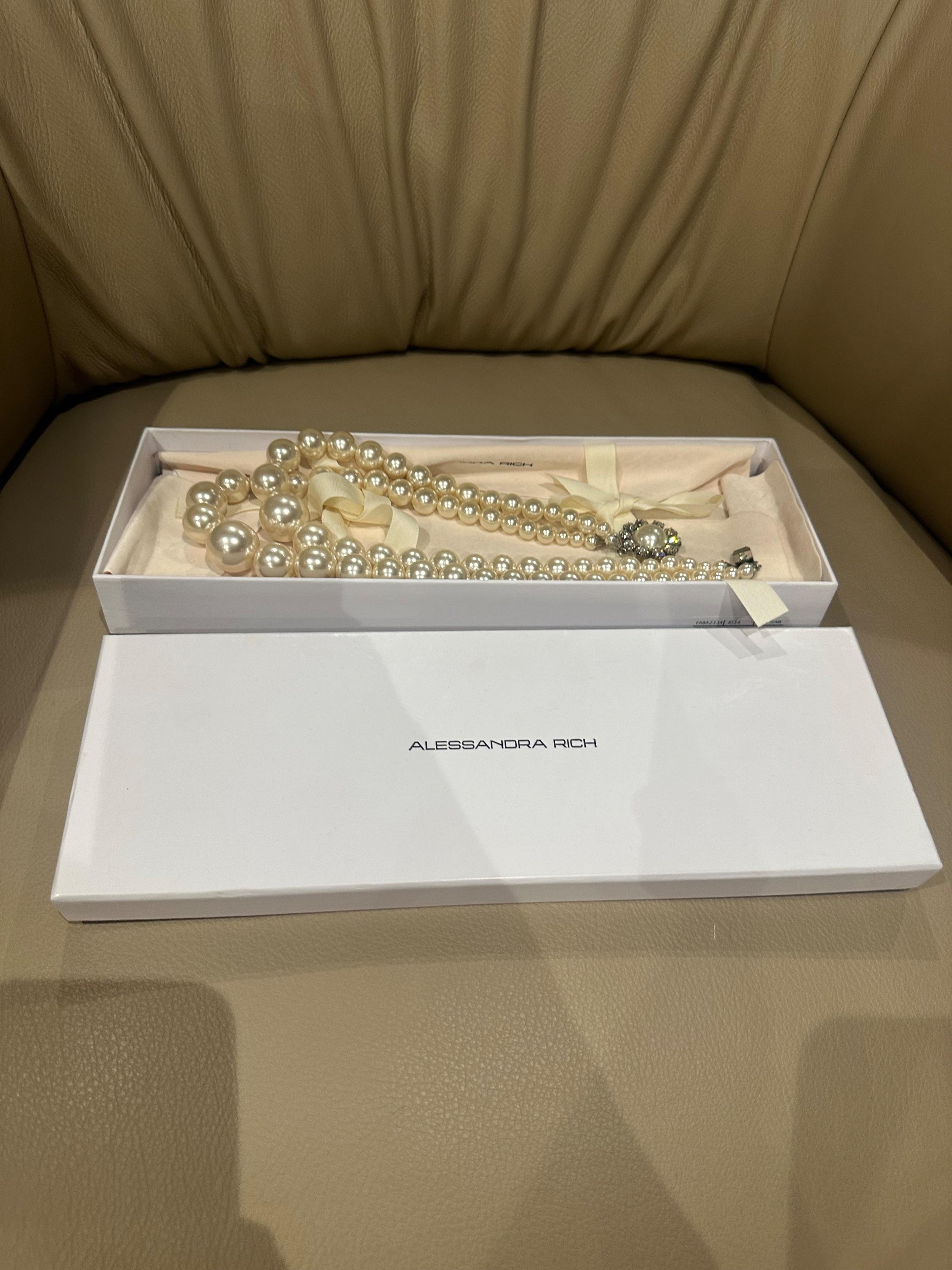 Alessandra Rich Double String Faux Pearl Necklace
