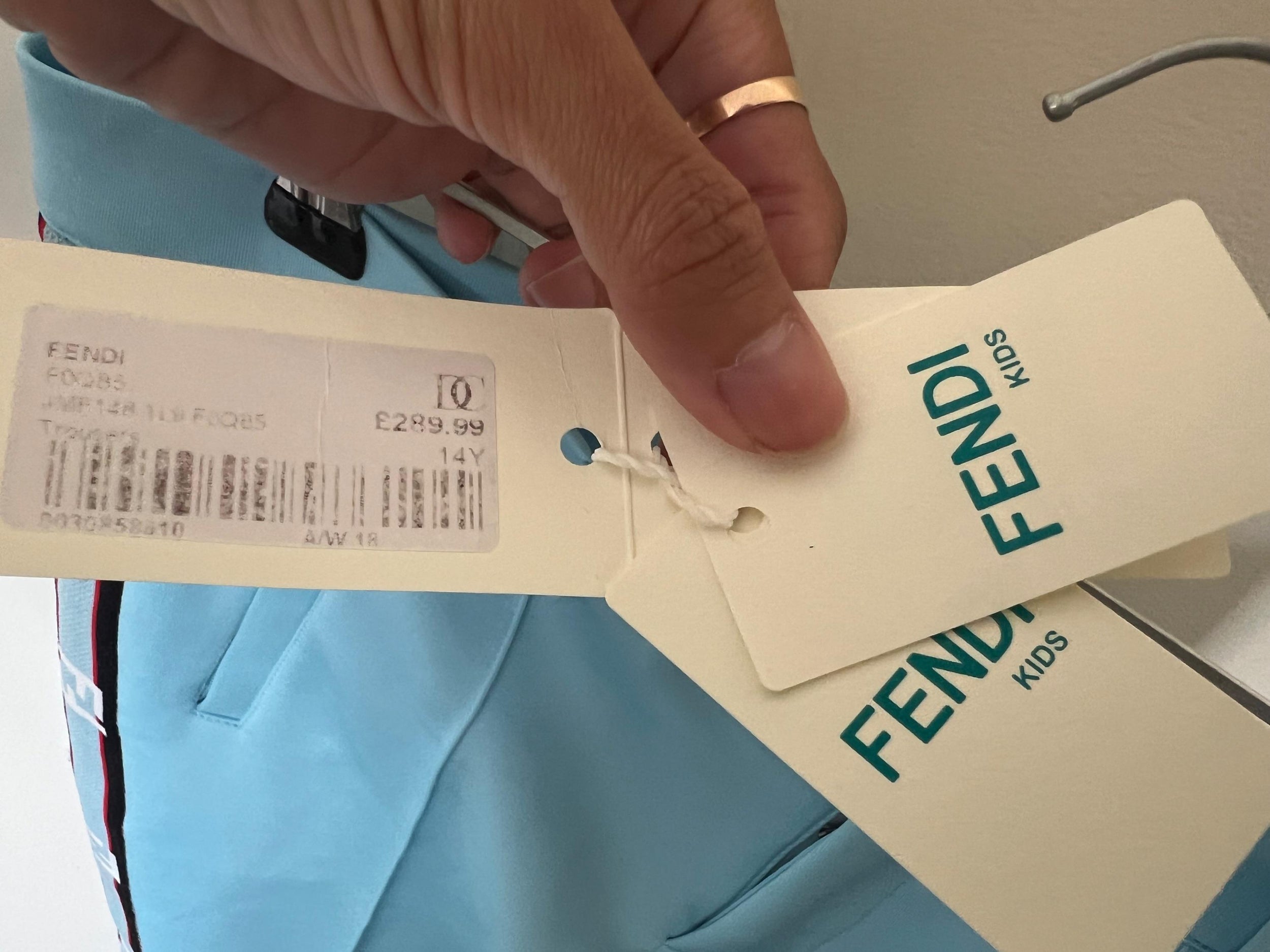 Fendi Kids Blue Logo Tapered Trousers