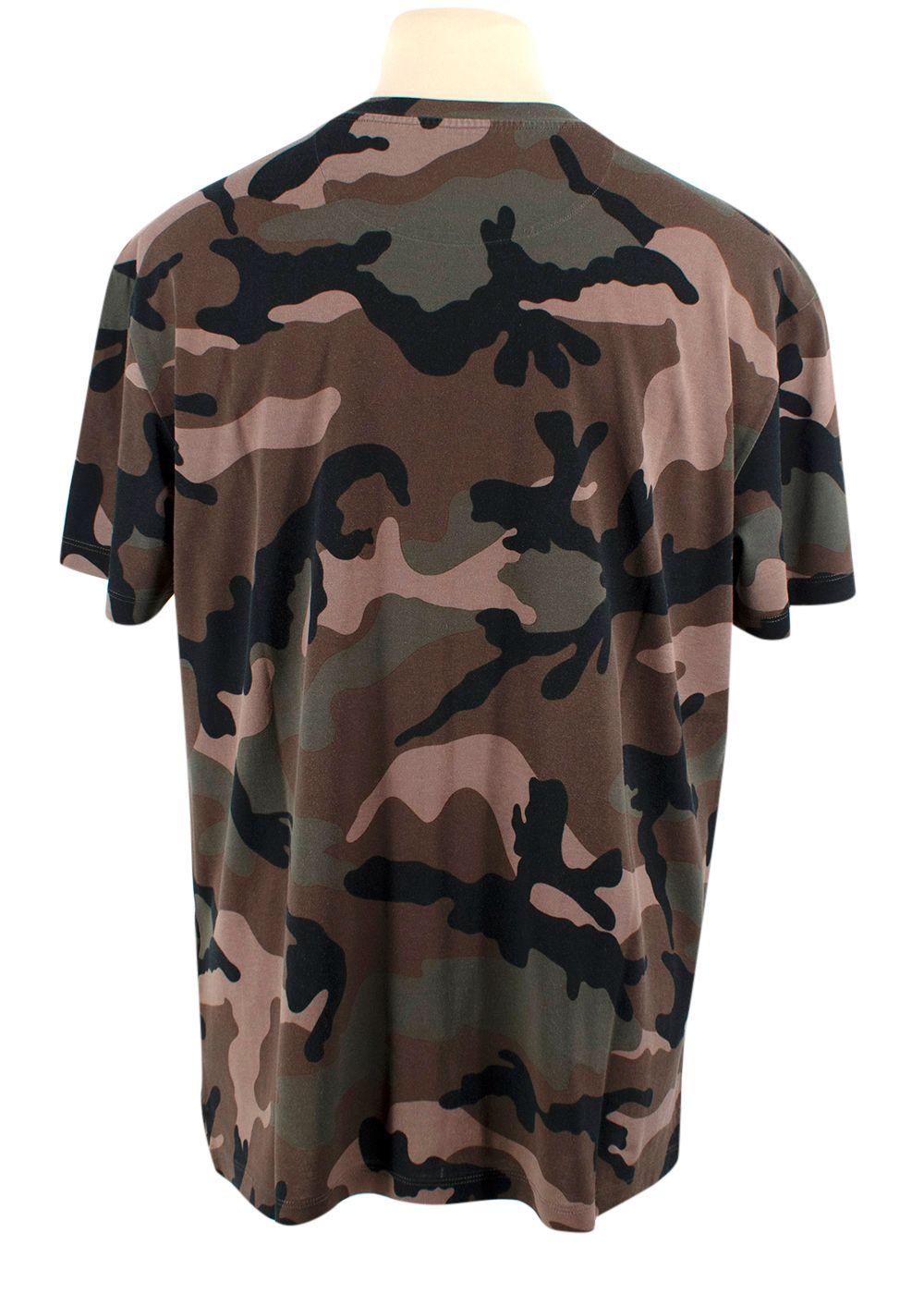 Valentino Camo T-Shirt with Pink Logo